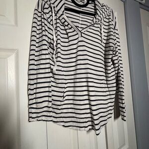Market & Spruce Black and White Striped Hoodie
